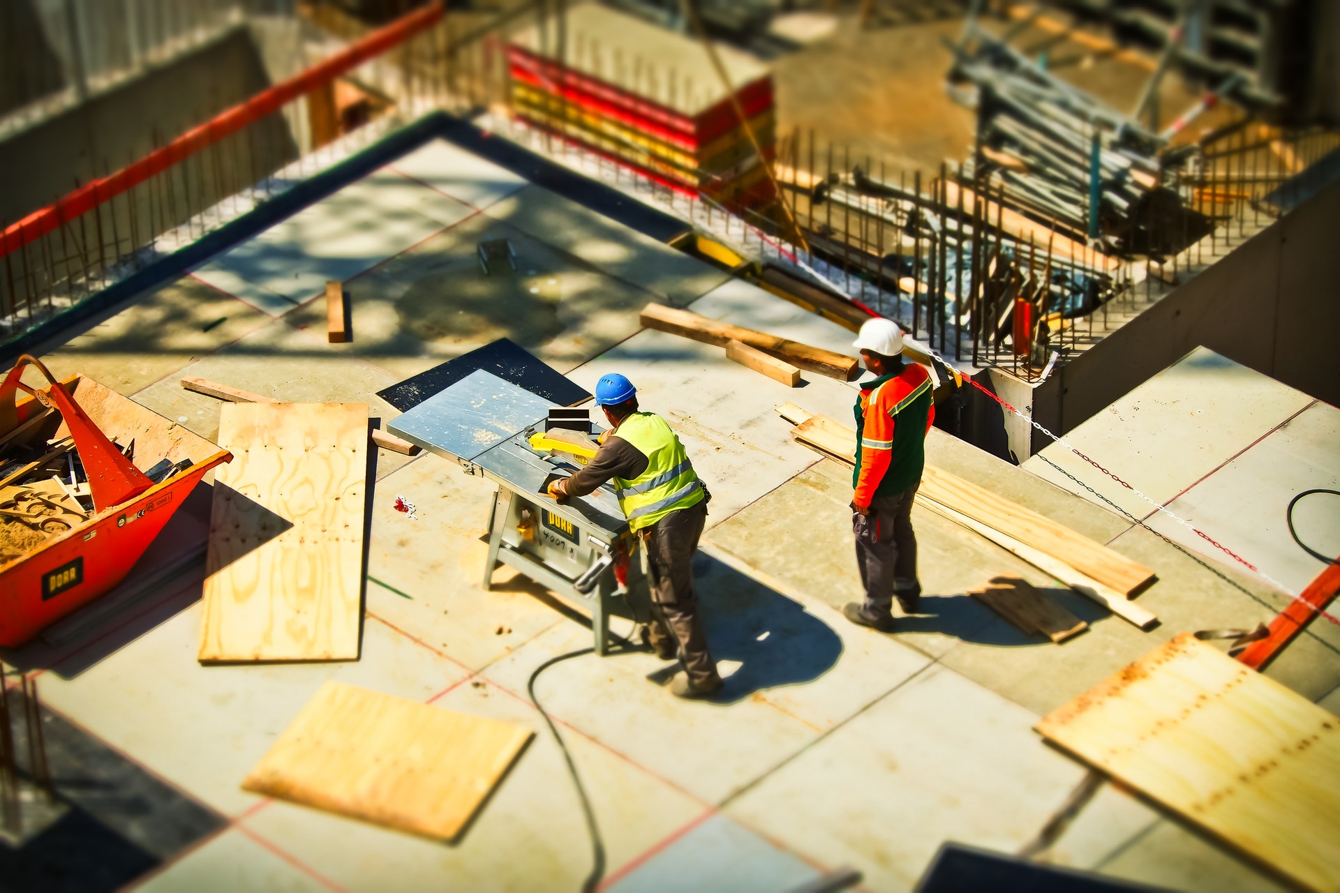 Construction site with worker.